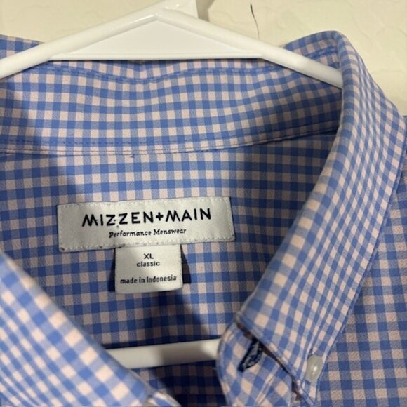 Mizzen and Main Shirt Mens XL Classic Perdormance Stretch Blue Check - Picture 3 of 6